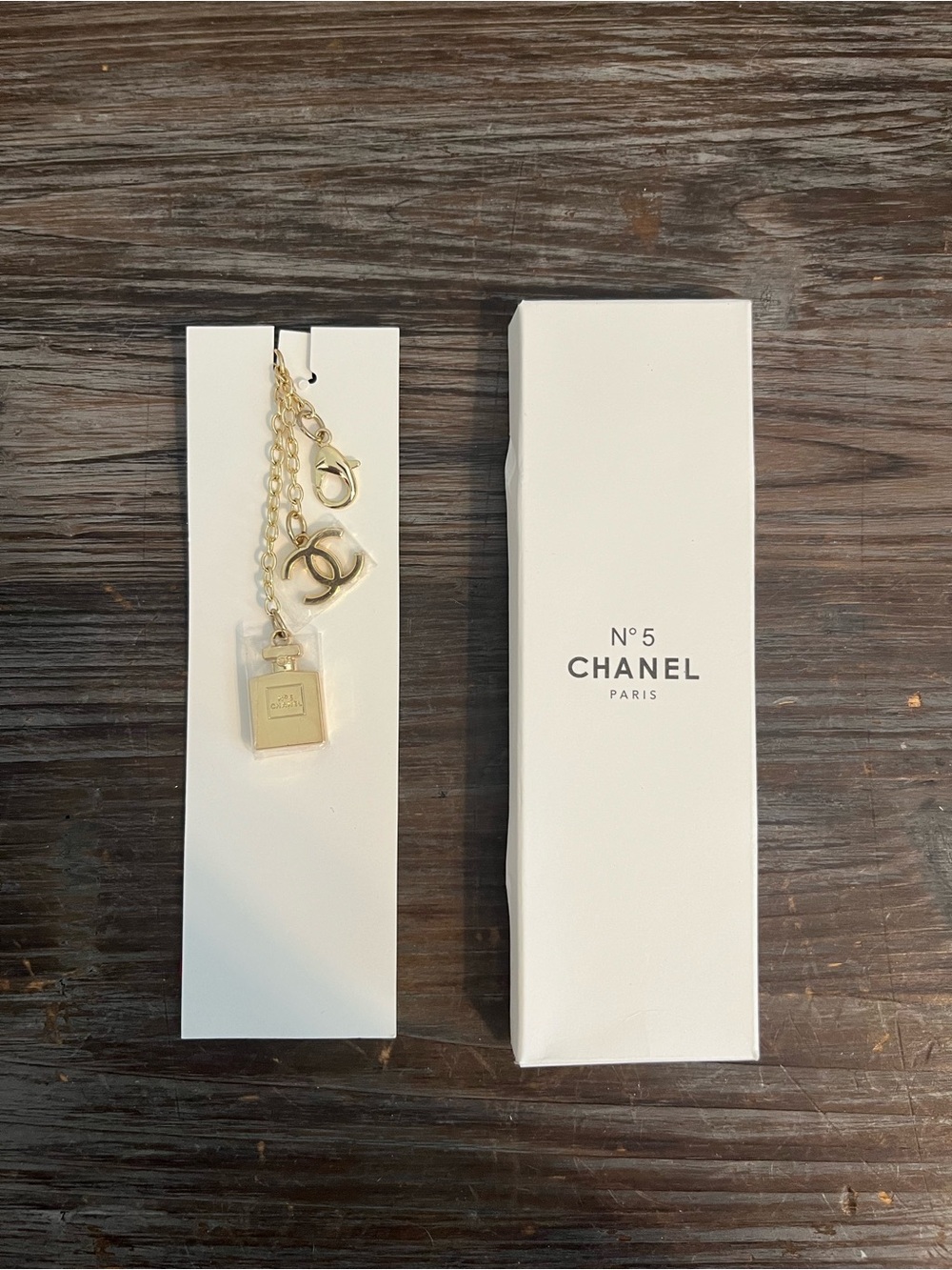 CHANEL NWT Gold-tone N°5 Perfume Bottle Charm with CC Logo